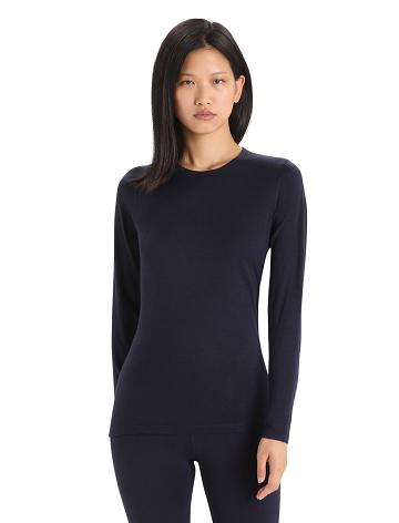 Dámské Base Layers Icebreaker Merino 200 Oasis Long Sleeve Crewe Thermal Top Tmavě Blankyt | CZ 1018SGLO
